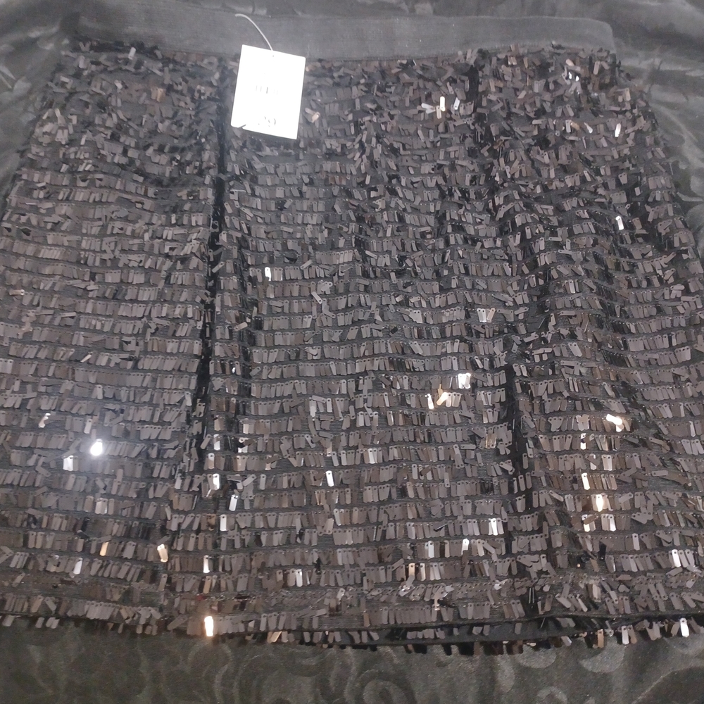 Joe Fresh XL NWT Black Sequin Stretchy Mini Skirt Ladies